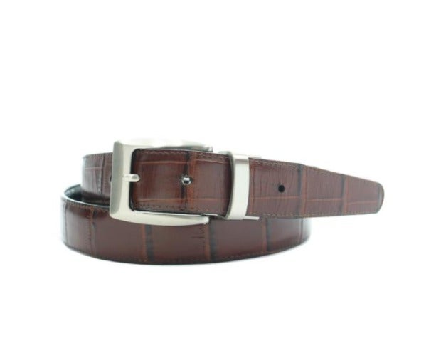 NO LABEL Brown Reversible Crocodile Belt