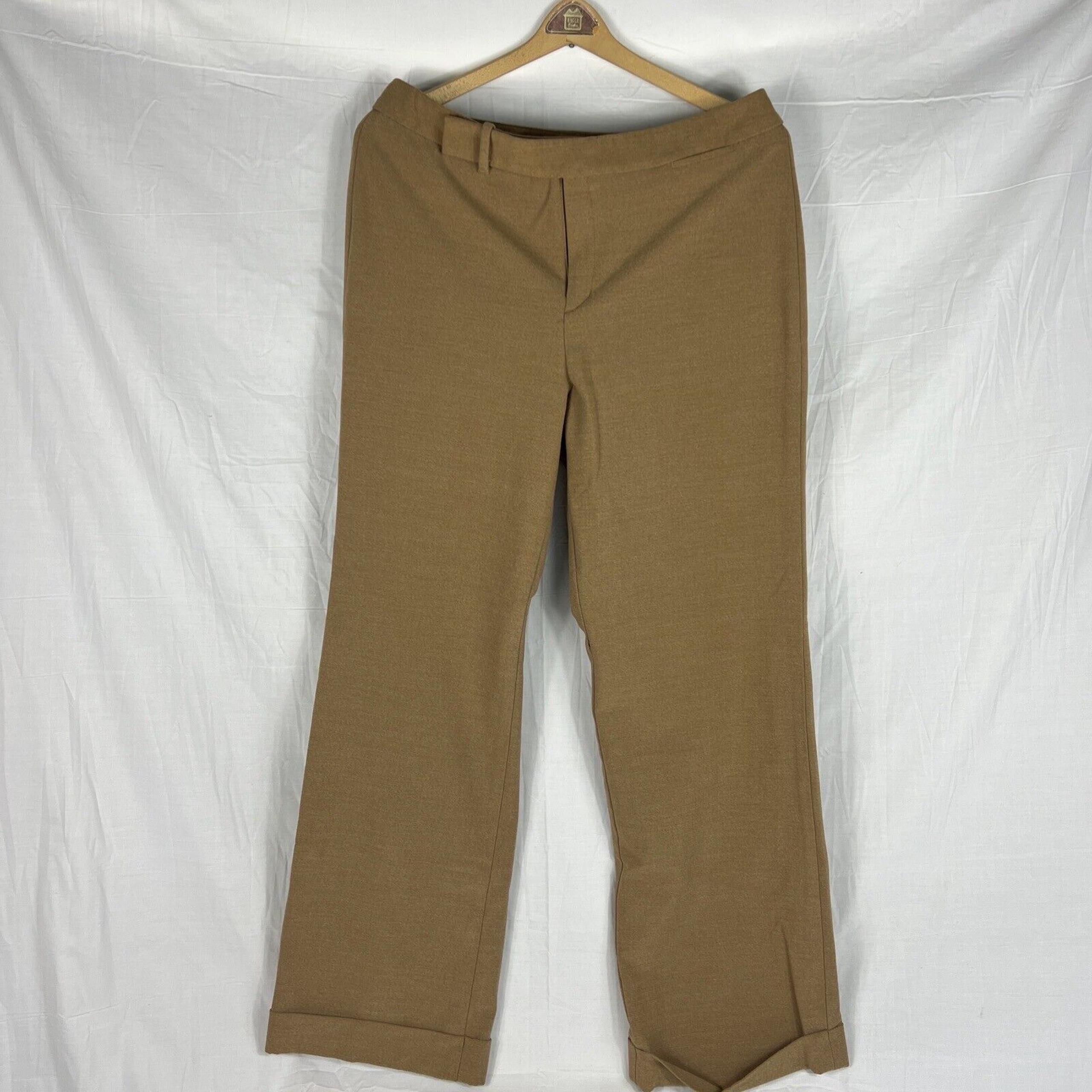 DOCKERS Metro Women's Brown Dress Pants SZ 12 M Stretch Waist Cuffed