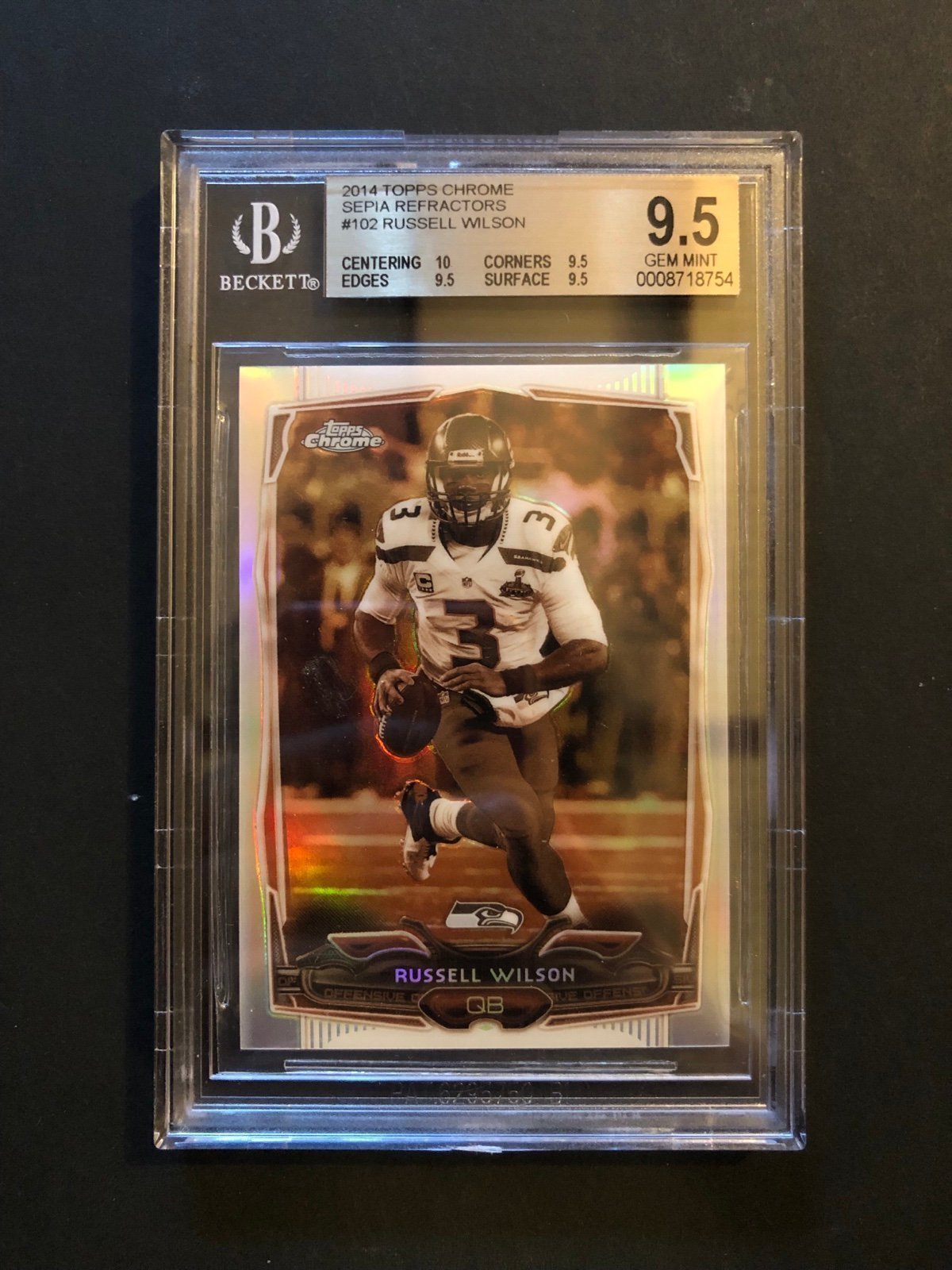 Russell Wilson BGS 9.5 2014 Topps Chrome Sepia Refractors /99 Gem Mint Seahawks