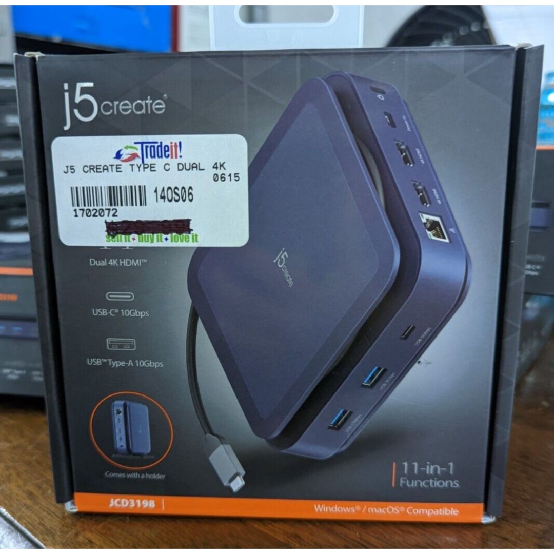 B - j5create Type-C Dock Dual 4K HDMI (JCD3198) - Open Box