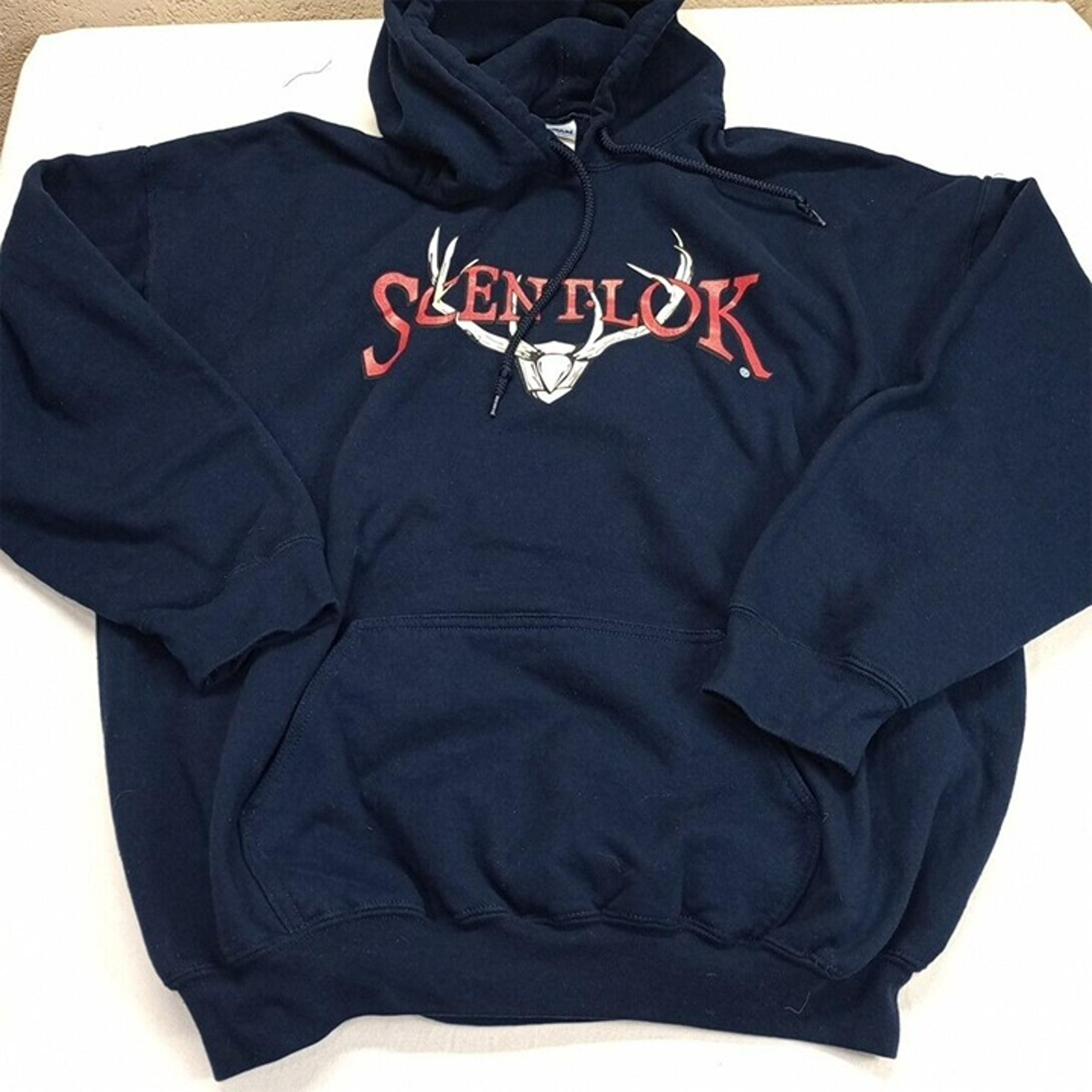 Navy Blue Antler Spell Out Hoodie