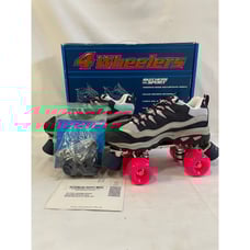 NWT Sketchers 4 Wheelers Sport Roller Skates Sz 8 Navy Blue and Pink w Box