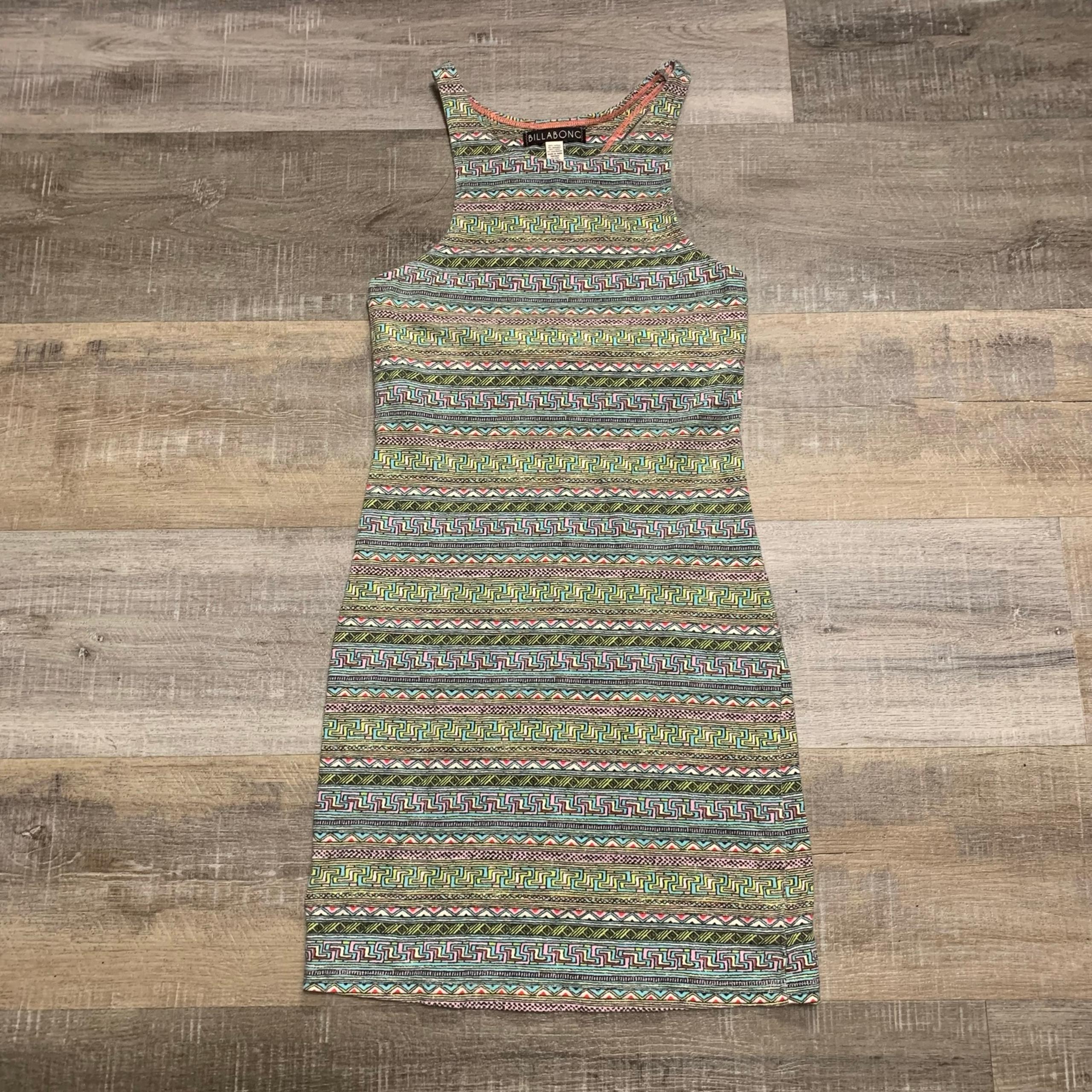 Billabong Bodycon Aztec Racerback Dress Built In Shelf Bra XS