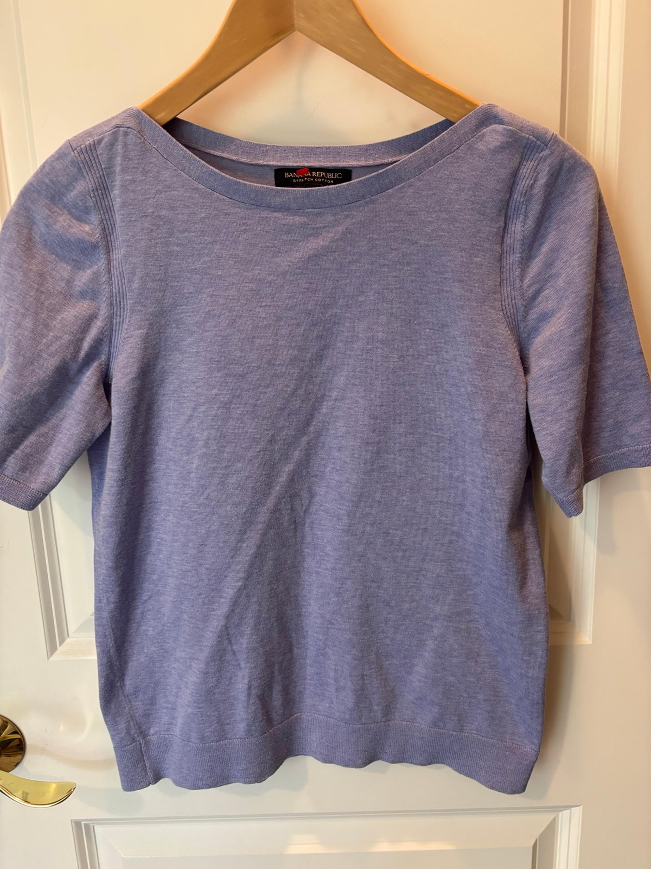 Banana Republic Women’s Small Lavender Stretch Cotton Short Sleeve Knit Top