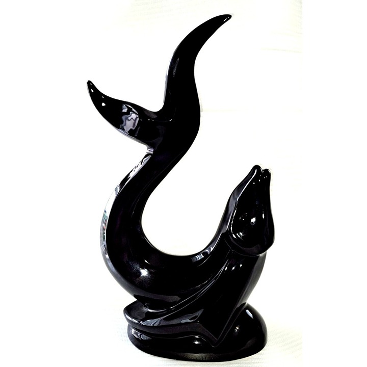 Haeger Ebony Black Ceramic 19 Flying Fish Vintage Art Pottery Sculpture