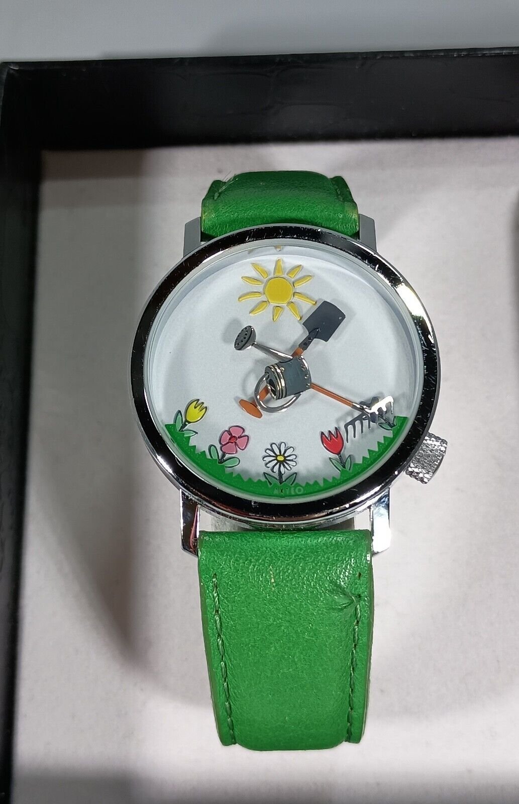 RARE Story Box Akteo Gardner Watch Green Leather New Battery