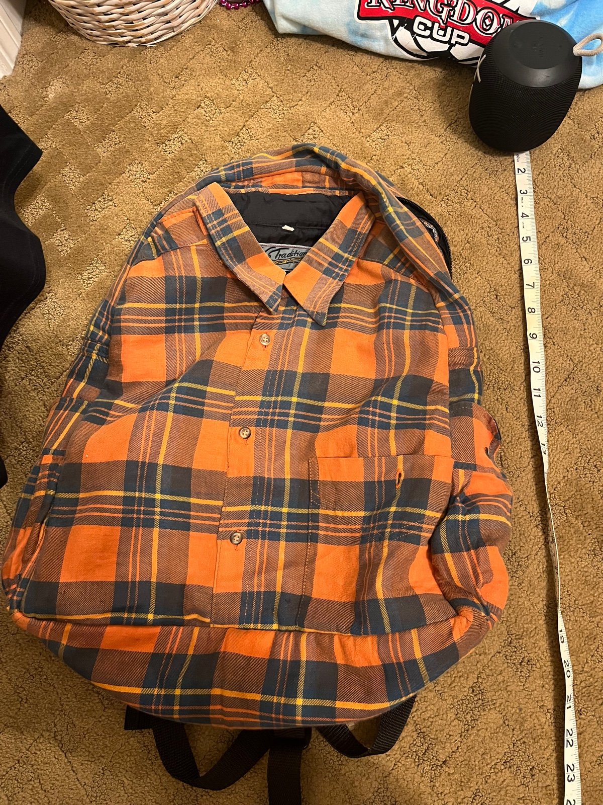vintage flannel backpack