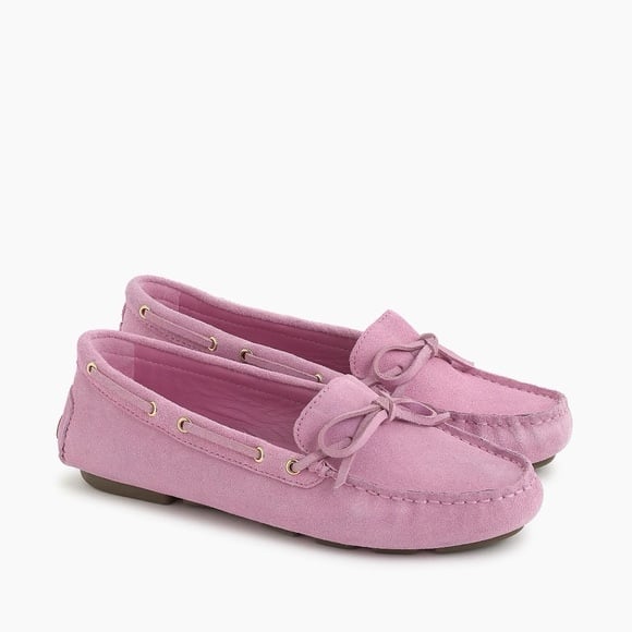 J. Crew Pink Suede Classic Diving Moccasins Size 9