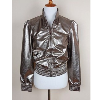 NWT Jordache Womens Bomber Jacket Bronze Metallic Sz Small