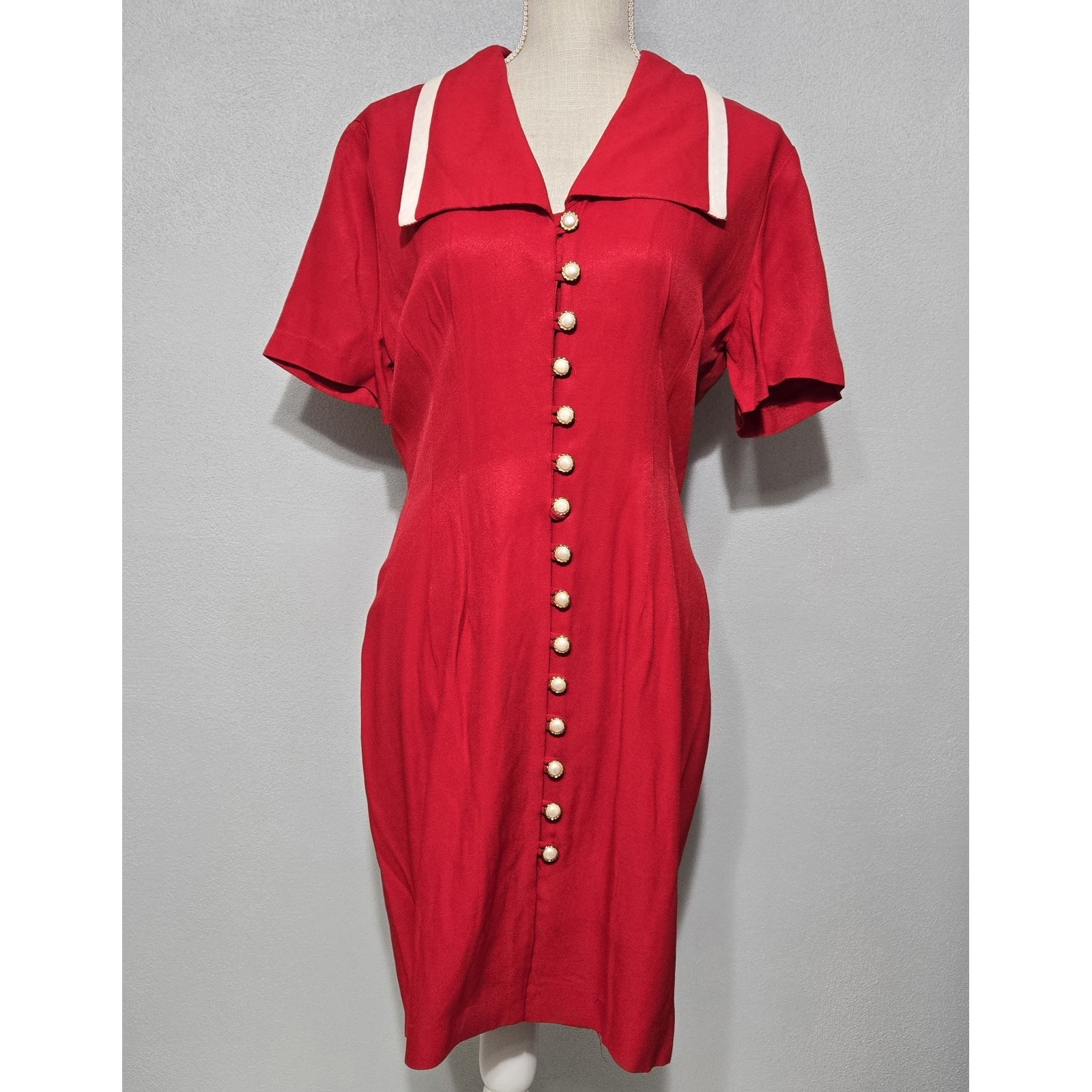 Vintage 1990s Marnie West Dress Formal Size 9/10 USA Gold/Pearl Button Closure