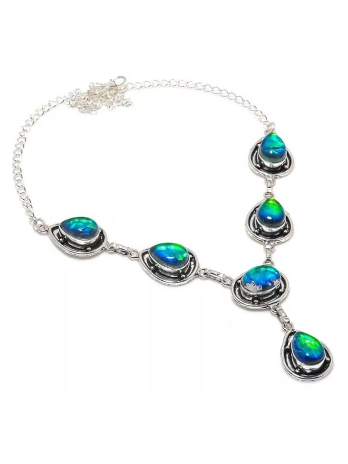 Triplet Opal Gemstone Handmade 925 Sterling Silver Jewelry Necklaces Sz 18