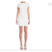 NWT Susana Monaco Short Sleeve Draped Mini Dress Ruched White Sugar sz L