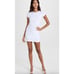 NWT Susana Monaco Short Sleeve Draped Mini Dress Ruched White Sugar sz L