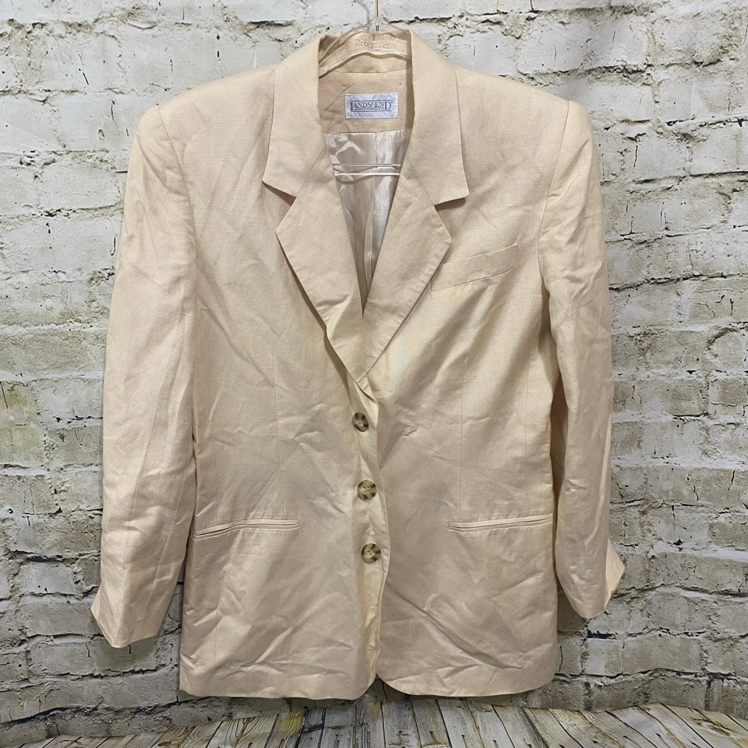 Vintage Lands End Cream Linen Blend Blazer Jacket - Lands' End