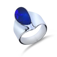 Sterling Silver Semi-Black Opal Ring SR-4199