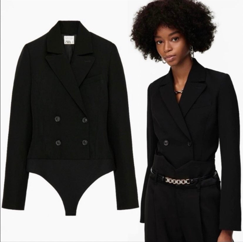 (Zara) NWT-Limited Edition Black Blazer Bodysuit