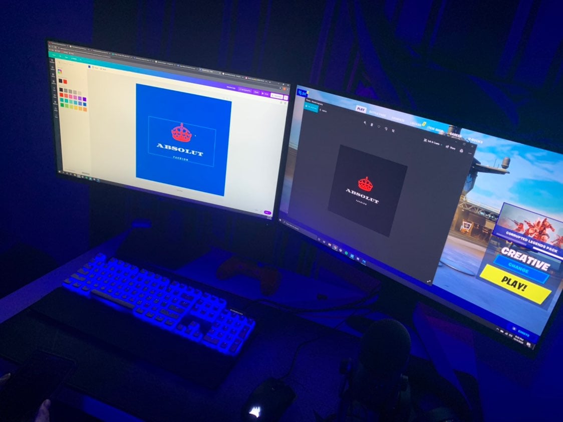 Keyboard and 2 monitors