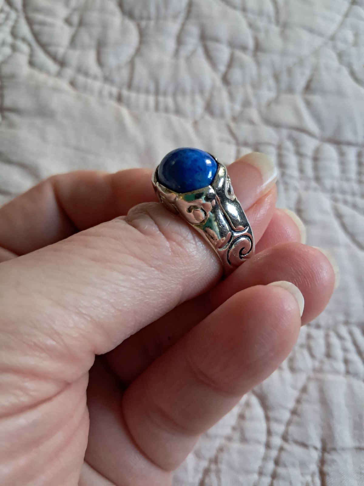 Size 7 Joseph Espositi Signature Sterling Silver and Lapis Sodalite Artisan Ring