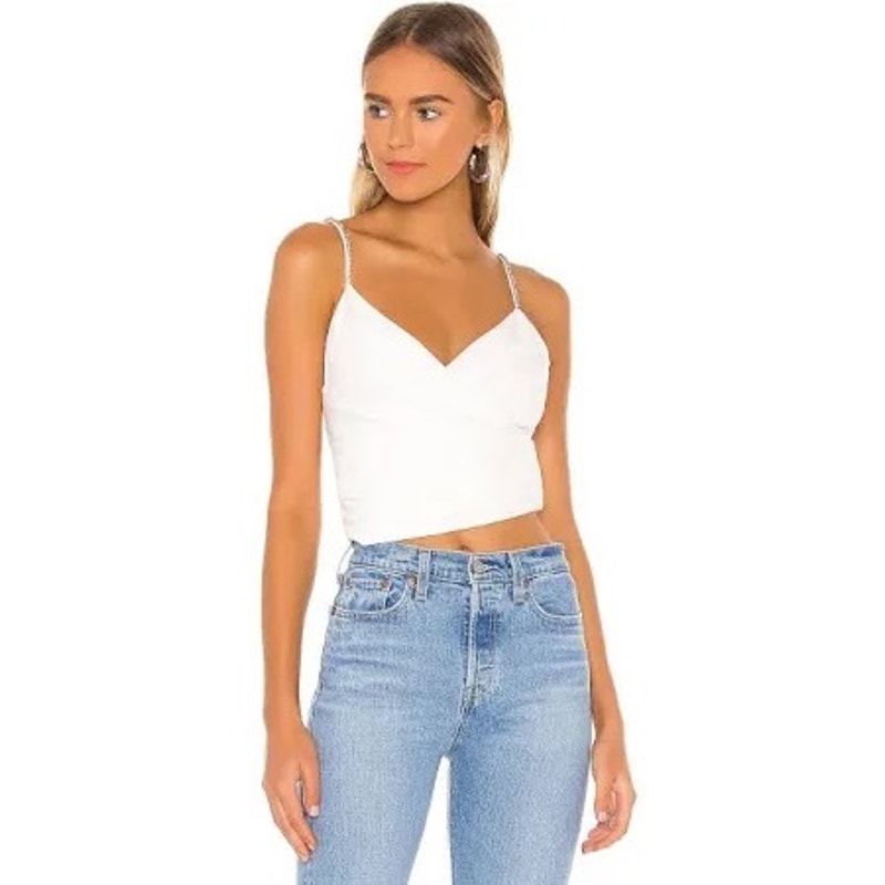 NBD Julina Embellished Top NWT White Size L SOLD OUT MSRP 142