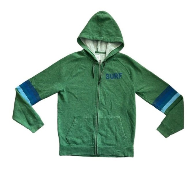Aviator Nation x GAP Full Zip Hoodie Surf Beach Vacation Wave Size Medium Green