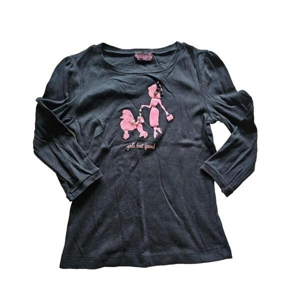 Vintage French Kitty Mighty Fine Womens Top, Black, Medium