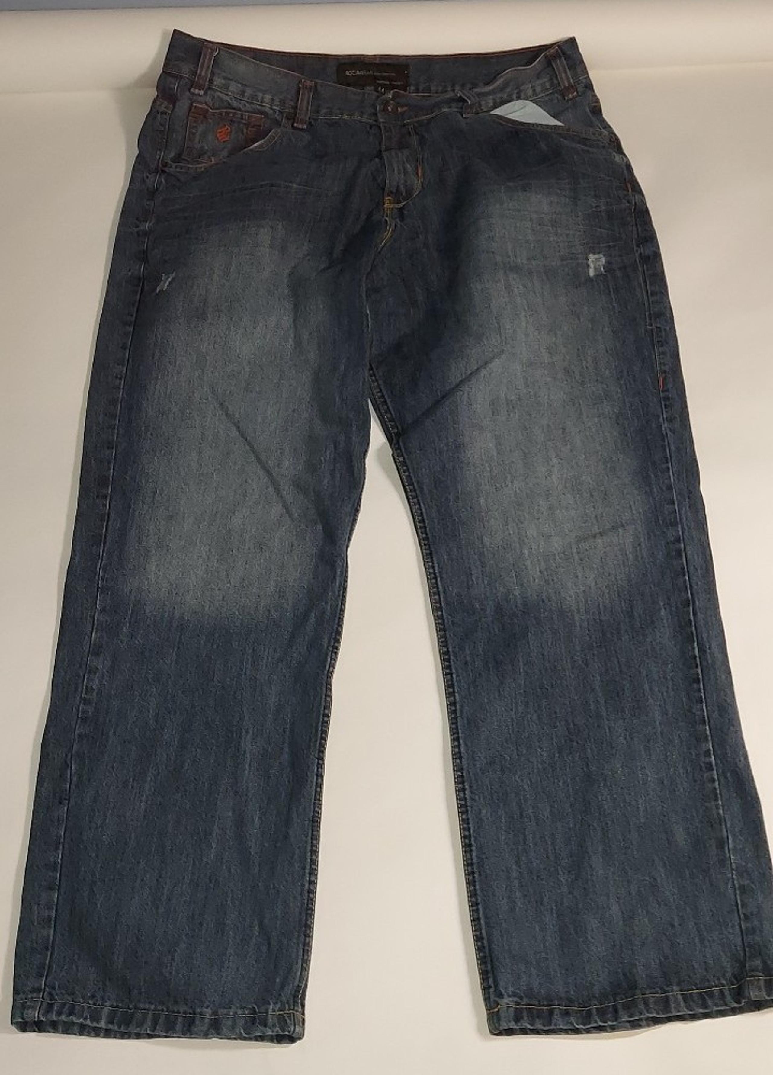 90s Blue Rocawear Baggy  Loose Fit  Men Jeans 44x 32 Jeans  back logo