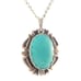 Vintage Sterling Green Blue Chalcedony Art Deco Bezel Pendant