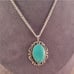 Vintage Sterling Green Blue Chalcedony Art Deco Bezel Pendant