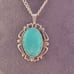 Vintage Sterling Green Blue Chalcedony Art Deco Bezel Pendant