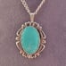 Vintage Sterling Green Blue Chalcedony Art Deco Bezel Pendant
