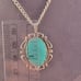 Vintage Sterling Green Blue Chalcedony Art Deco Bezel Pendant