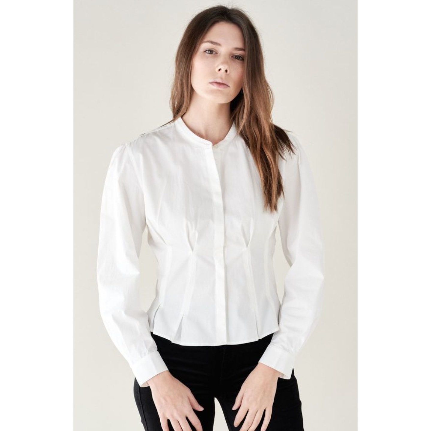 Anine Bing White Victoria Button Down Pleated Shirt Top Size Large