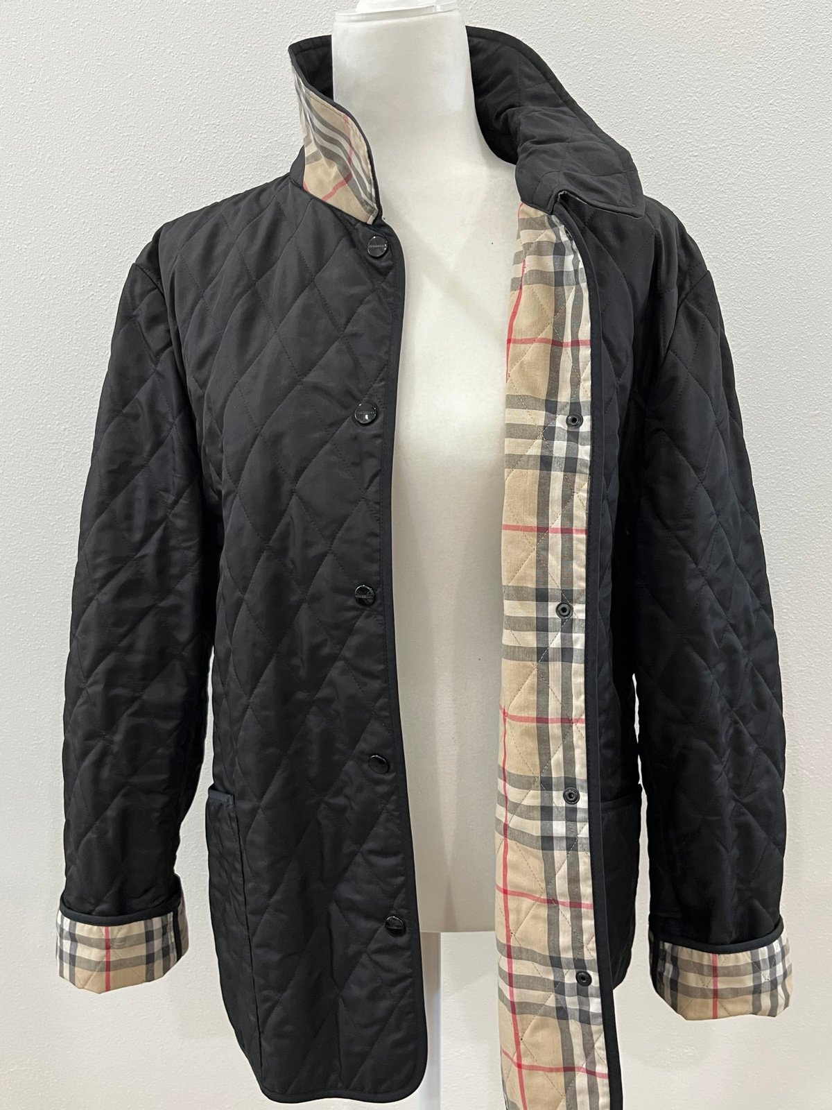 Black Burberry Quilted Women’s Jacket Size Large