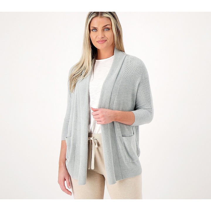 NWT Barefoot Dreams Cozychic Lounge SUPER SOFT Lagenlook Artsey Cardigan Blue 1X