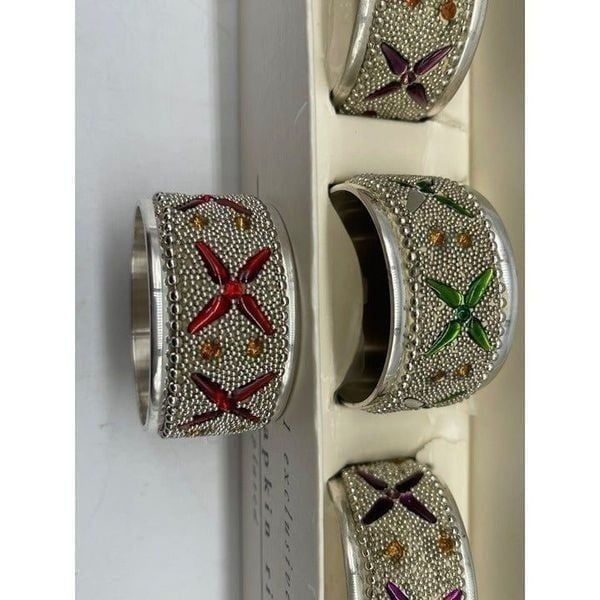Piet A1 Exclusive Vintage Jeweled Napkin Plated Napkin Rings NEW