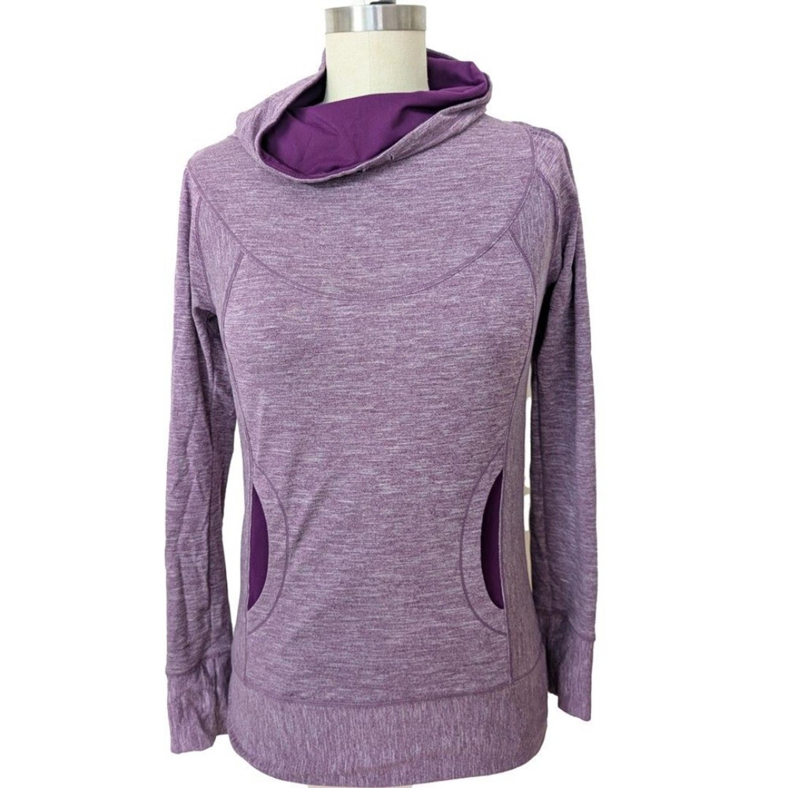 Prana Cornelia Funnel Cowl Neck Pullover Heather Purple XS Activewear Sweatshirt