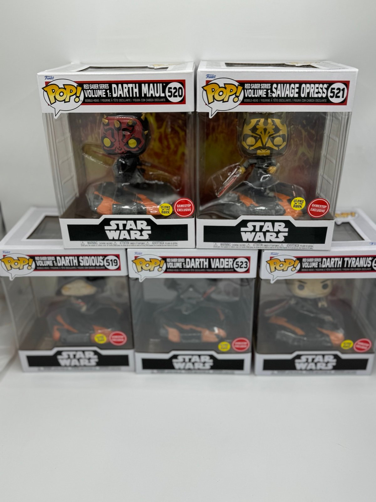 Funko Star Wars Red Saber Series Darth Vader Darth Maul Darth Sidious Tyranus