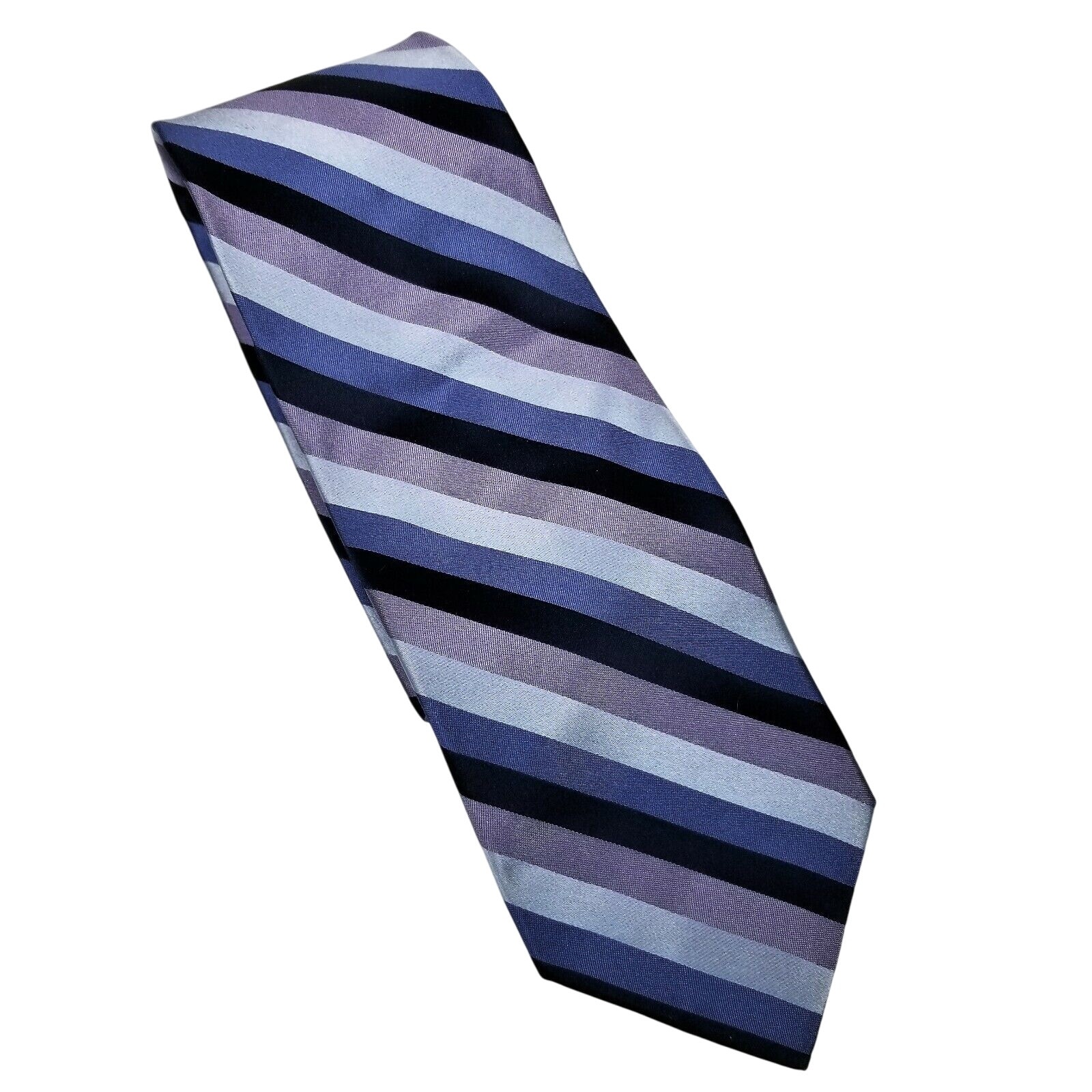 VALENTINO Blue Purple Black Stripes Silk Tie Necktie Luxury Italian Neckwear