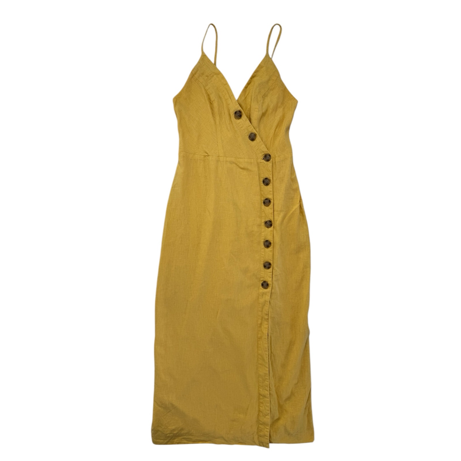 URBAN OUTFITTERS Yellow Linen Sundress Size Small Buttons Midi Capsule V-neck