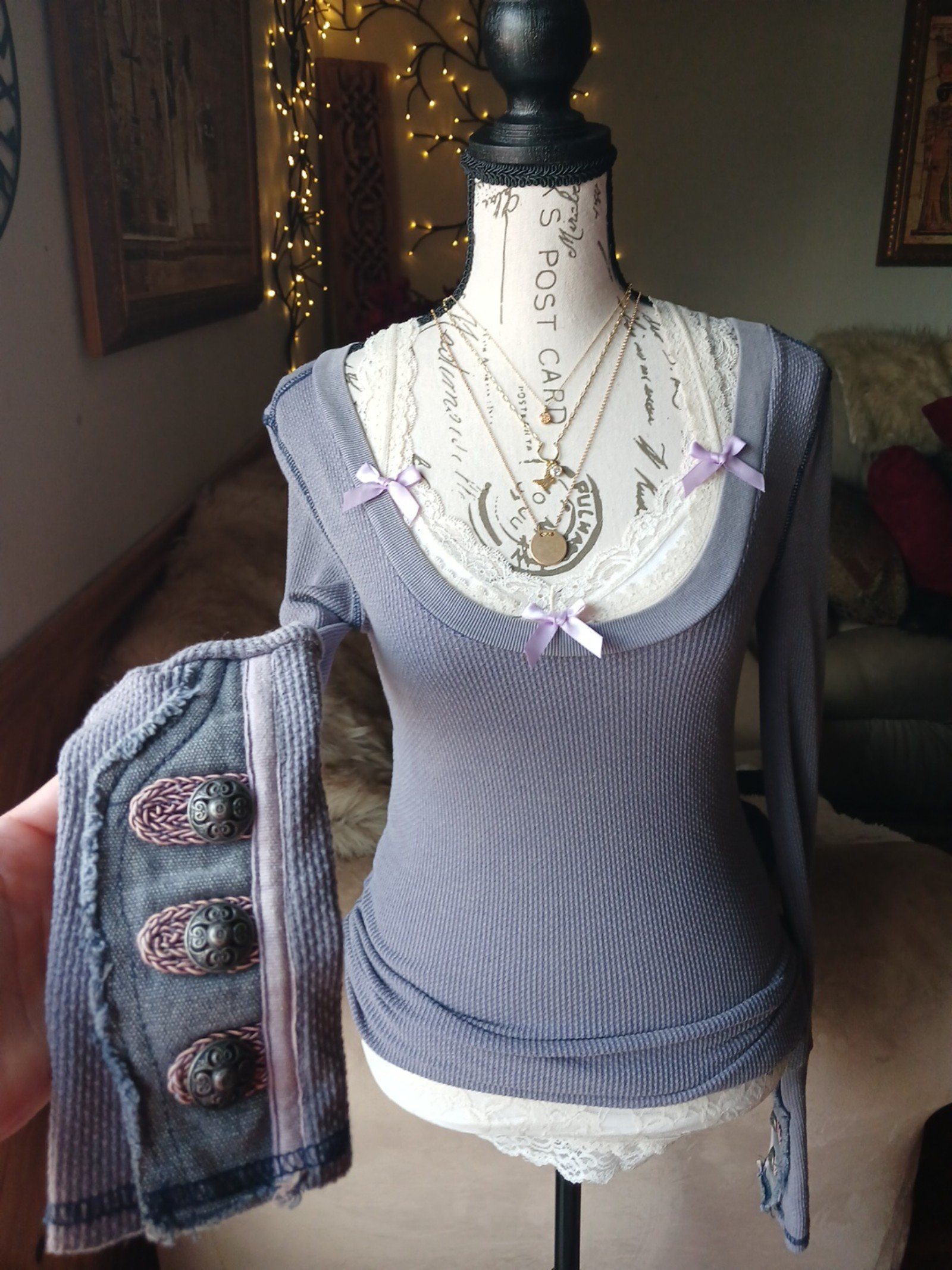♡Free People Moto Motor Cuff thermal long sleeve top♡