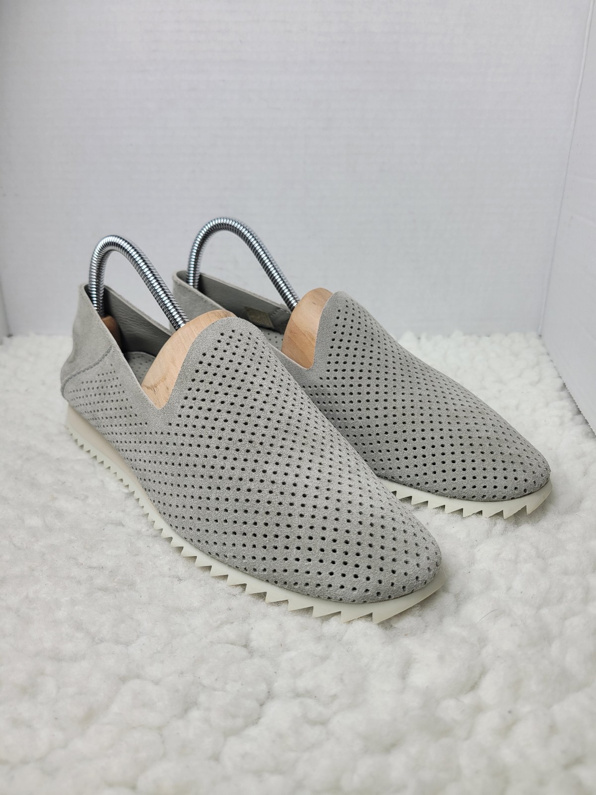 Pedro Garcia Cristiane Women's Loafer Size 9 Gray Perforated Slip On Suede New