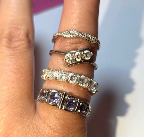 Bundle of 4 925 Sterling Silver Rings Estate Sale Rings Size 7-8