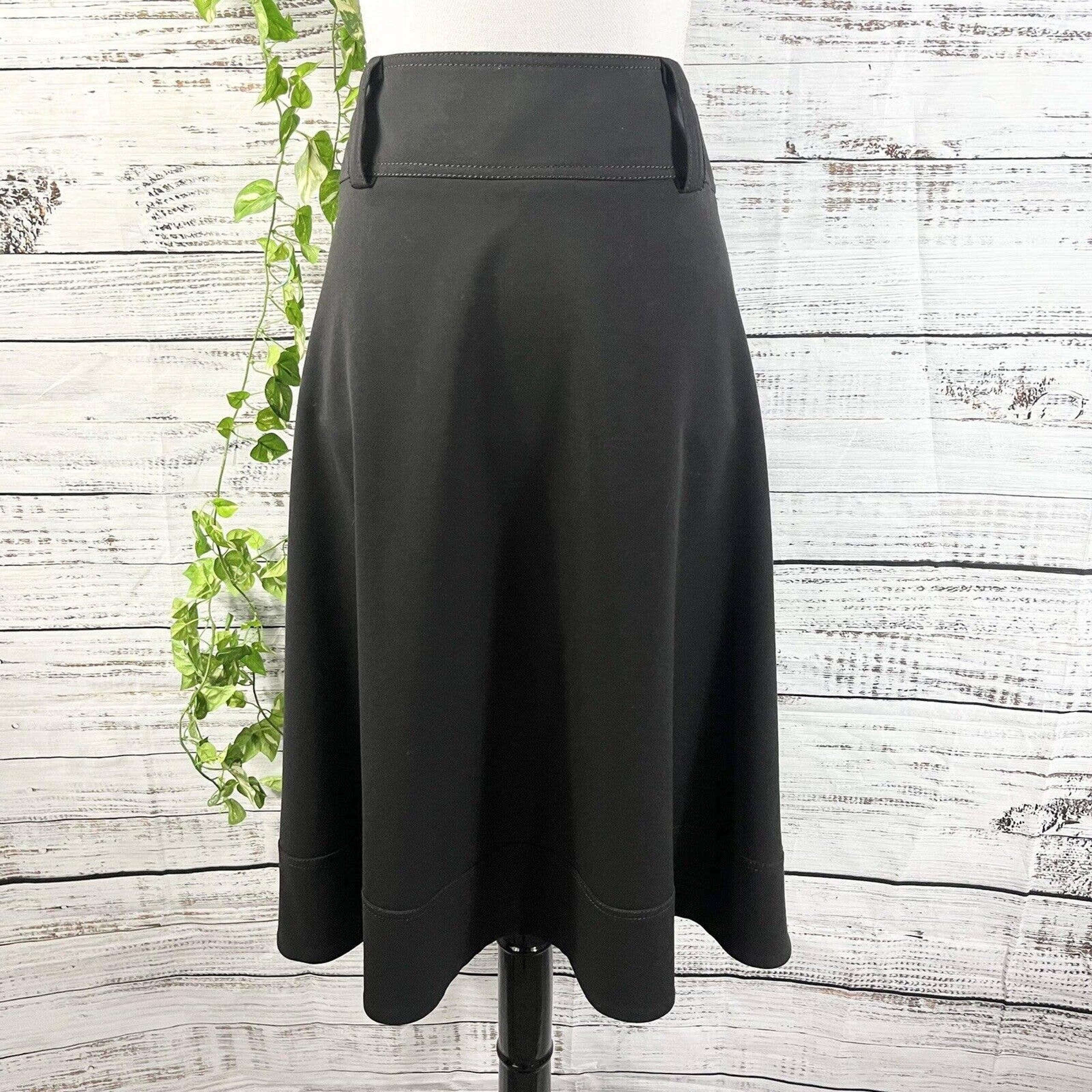 Sharagano Skirt size 12 Classic Black Below Knee Swing Modest Stretch Career