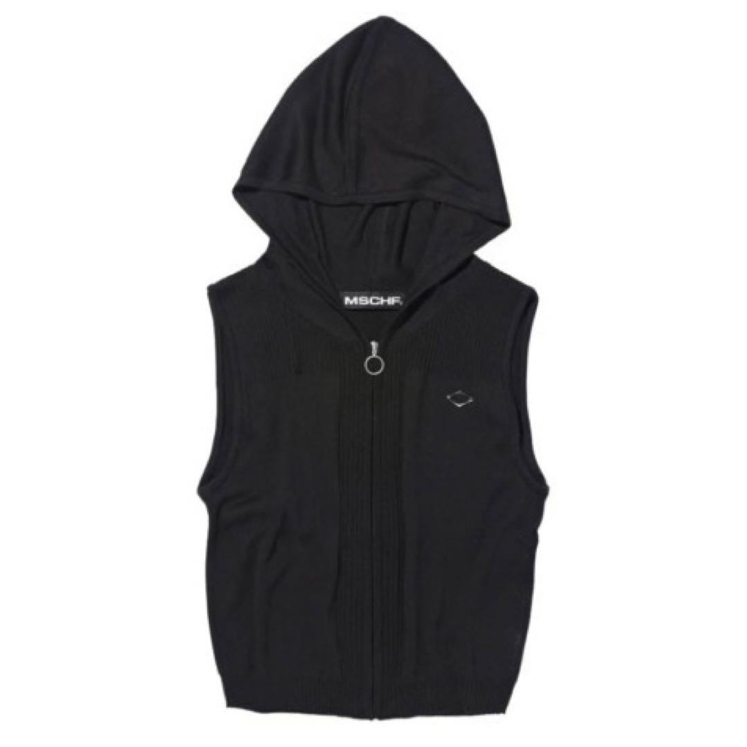 売れ筋・人気アイテム 商品 Rhombus Mischief Hooded Black in Vest Knit トップス