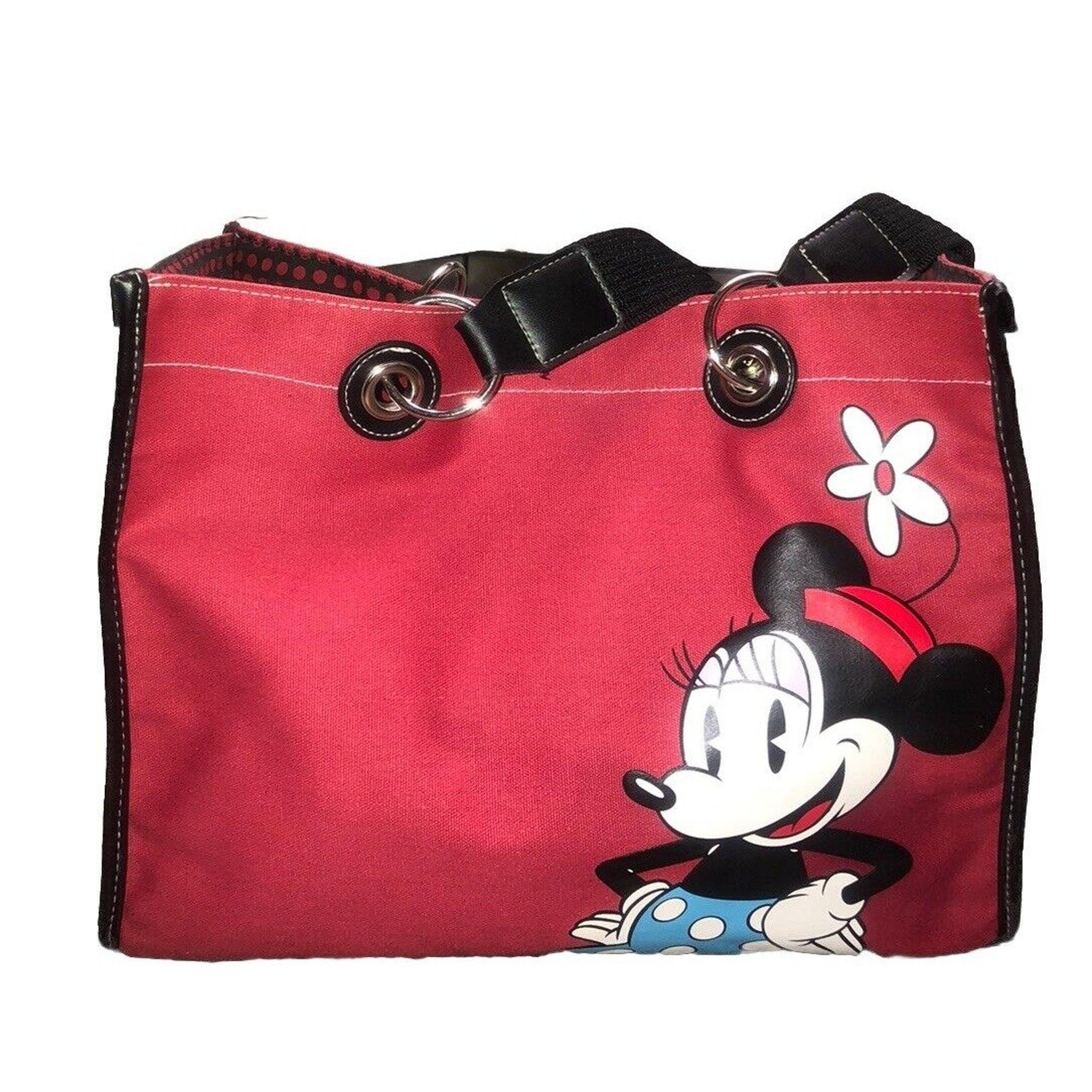 Vintage Y2K Disney Minnie Mouse Front Back Tote Shoulder Bag Purse Red 14x10x5''