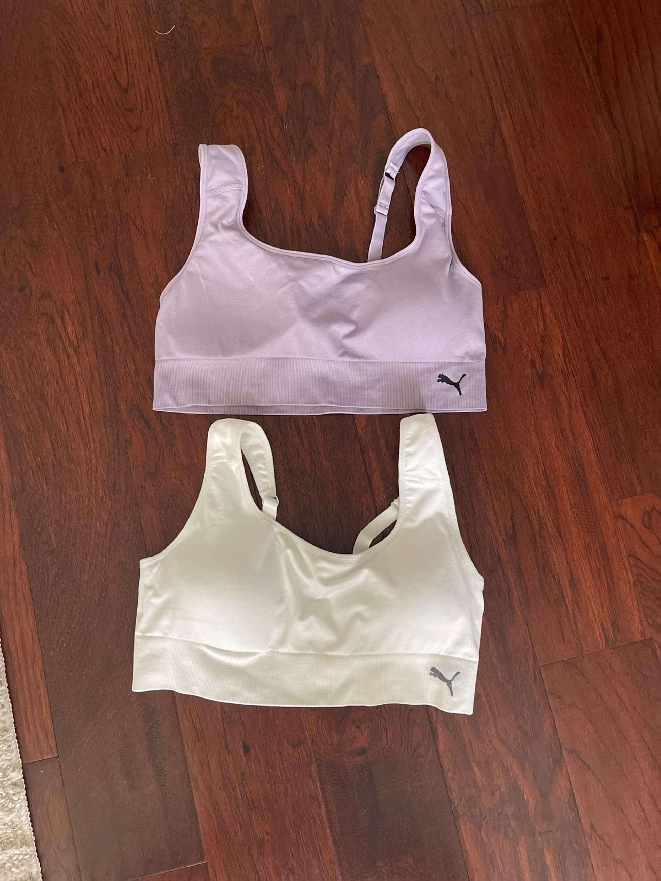 Bundle of two sports bras, puma brand, size XL white & lavender NWOT