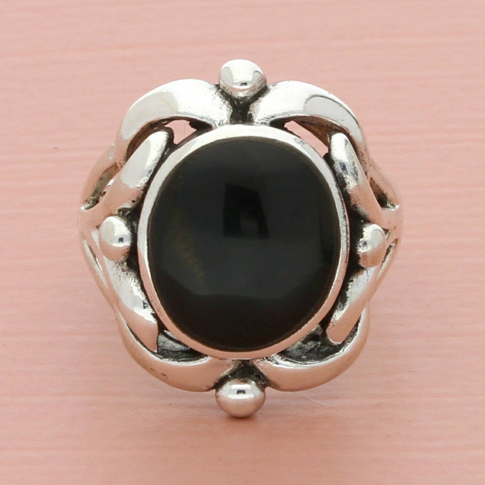 Sterling silver black onyx scrolled ring sale size 7