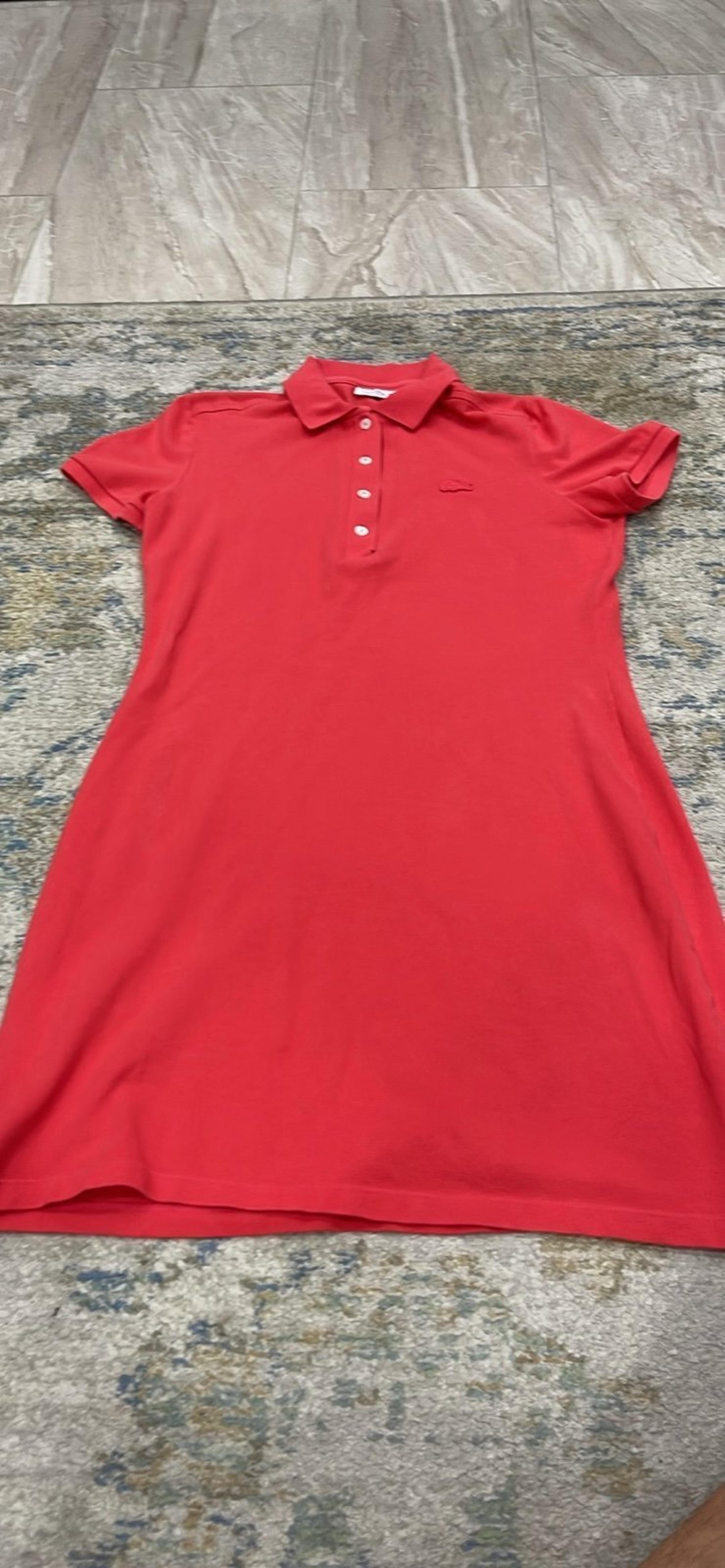 Women’s Lacoste Classic Short Sleeve Stretch Mini Pique Red Polo Dress Size 36