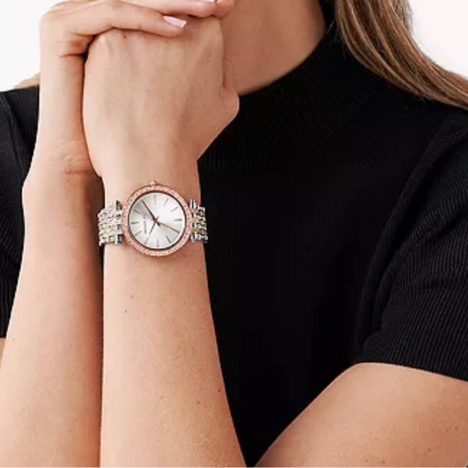 Michael Kors Stainless Steel Tri-Tone 39MM Glitz Darci Bracelet Watch