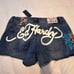 ED HARDY FLAME SKULL DENIM SHORTS